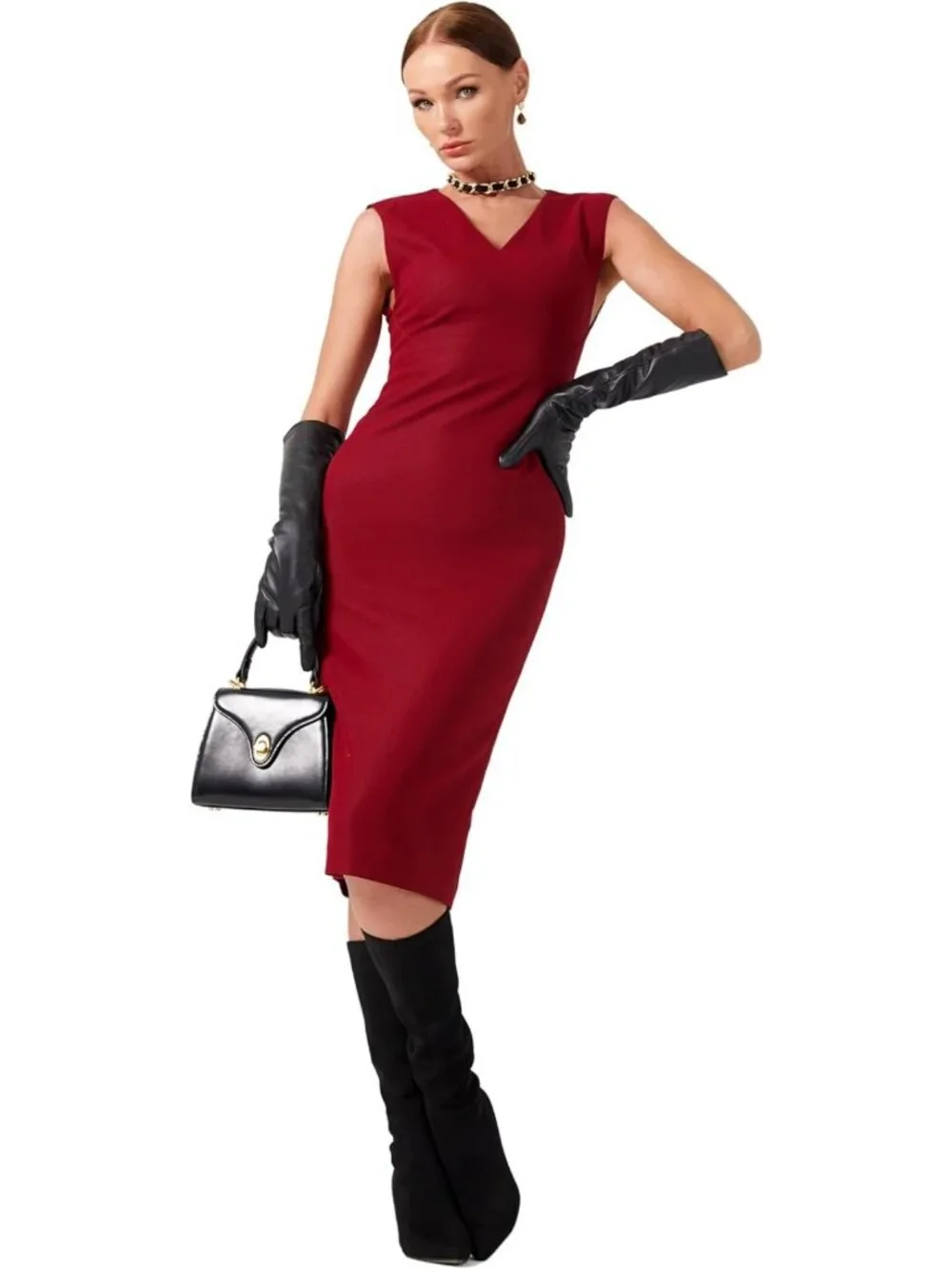Elegant Winter Black Long Leather Gloves for Women | Touchscreen, Warm Lined
